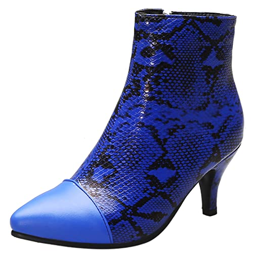 MJIASIAWA Damen Pointed Toe Winter Chelsea Kitten Heel Stiefeletten Mit Bows Hochzeit Bride Comfy Warm Party Stiefeletten Blau/Br Gr 36.5 EU/37 Asiatisch von MJIASIAWA