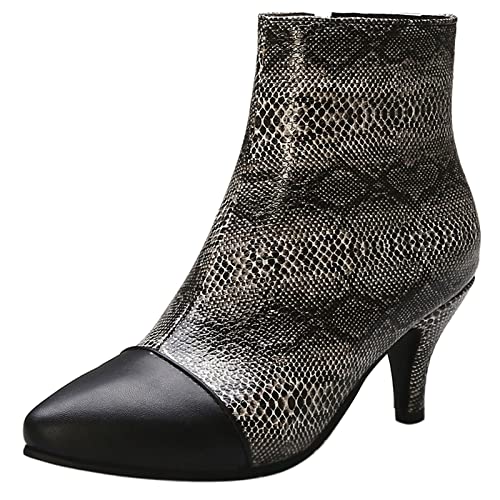 MJIASIAWA Damen Pointed Toe Winter Chelsea Kitten Heel Stiefeletten Mit Bows Hochzeit Bride Comfy Warm Party Stiefeletten Schwarz/Br Gr 37 EU/38 Asiatisch von MJIASIAWA