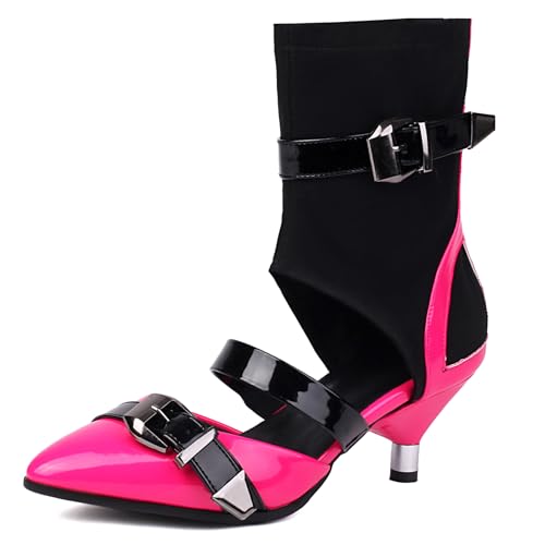 MJIASIAWA Damen Sommer Mode Pointed Toe Kitten Heel Stretch Stiefel Komfort Party Stiefeletten Zip Schwarz/Rose-Rot Gr 41 EU/43 Asiatisch MJIASIAWA Damen Sommer Mode Pointed Toe Kitten Heel Stretch Stiefel Komfort Party Stiefeletten Zip Schwarz/Rose-Rot Gr 41 EU/43 Asiatisch von MJIASIAWA