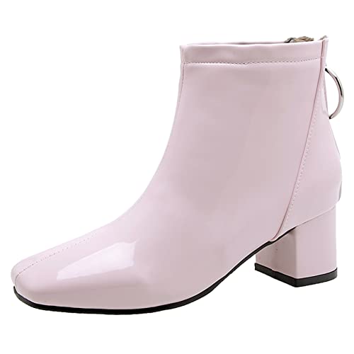 MJIASIAWA Damen Square Toe Chelsea Blockabsatz Lack Stiefeletten Winter Hochzeit Party Warm Weit Fit Kleid Stiefeletten Reißverschluss Pink Gr 46 EU/48 Asiatisch MJIASIAWA Damen Square Toe Chelsea Blockabsatz Lack Stiefeletten Winter Hochzeit Party Warm Weit Fit Kleid Stiefeletten Reißverschluss Pink Gr 46 EU/48 Asiatisch von MJIASIAWA