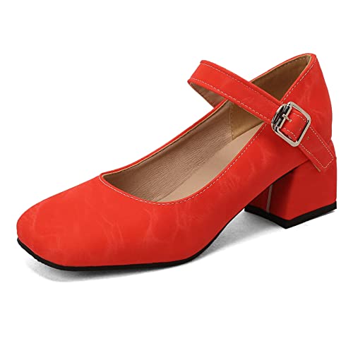 MJIASIAWA Damen Square Toe Komfort Knöchelriemchen Mary Jane Pumps Blockabsatz Mode Block Mitte Absatz Hochzeit Weit Fit Kleid Schuhe Orange-Rot Gr 36 EU MJIASIAWA Damen Square Toe Komfort Knöchelriemchen Mary Jane Pumps Blockabsatz Mode Block Mitte Absatz Hochzeit Weit Fit Kleid Schuhe Orange-Rot Gr 36 EU von MJIASIAWA