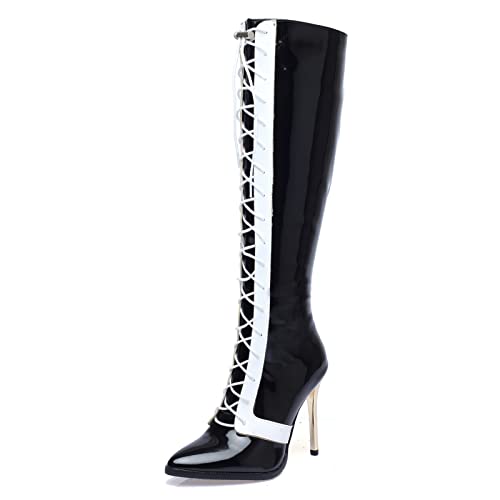 MJIASIAWA Damen Stiletto Hochzeit Knee Franse Party Boots Prom Pointed Toe Elegant Winter Schnüren Biker Reitstiefel Shiny Schwarz Gr 41 EU/43 Asiatisch MJIASIAWA Damen Stiletto Hochzeit Knee Franse Party Boots Prom Pointed Toe Elegant Winter Schnüren Biker Reitstiefel Shiny Schwarz Gr 41 EU/43 Asiatisch von MJIASIAWA