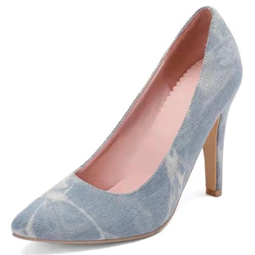 MJIASIAWA Denim Stiletto Damen Pointed Toe Pumps Ohne Verschluss Abend Elegant Closed Toe Stylish Höhe Ferse Schuhe Blau Gr 40 EU/41 Asiatisch MJIASIAWA Denim Stiletto Damen Pointed Toe Pumps Ohne Verschluss Abend Elegant Closed Toe Stylish Höhe Ferse Schuhe Blau Gr 40 EU/41 Asiatisch von MJIASIAWA