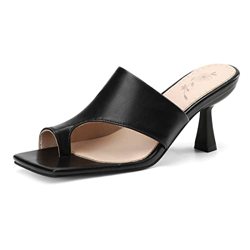 MJIASIAWA Flip Flops Damen Kitten Heel Pantoffeln Pantoletten Sommer Hochzeit Mode Pantoffeln Stiletto Party Bride Schuhe Schwarz Gr 35 Eu von MJIASIAWA