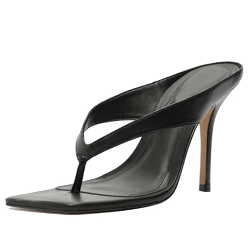 MJIASIAWA Flip Flops High Sandalen Damen Sommer Pantoffeln Mule Leisure Hausschuhe Pantoffeln Sandals Party Hochzeit Stiletto Schwarz Gr 40 EU/41 Asiatisch von MJIASIAWA