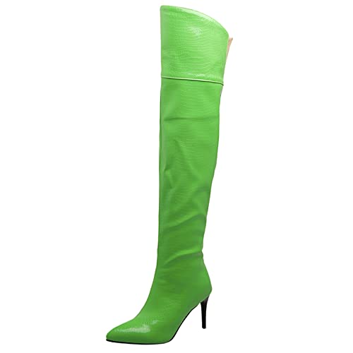 MJIASIAWA Höhe Ferse Damen Overknees Lack Boots Pointed Toe Winter Mode Stiletto Thigh Hochzeit Warm Boots Grün Gr 40.5 EU/42 Asiatisch MJIASIAWA Höhe Ferse Damen Overknees Lack Boots Pointed Toe Winter Mode Stiletto Thigh Hochzeit Warm Boots Grün Gr 40.5 EU/42 Asiatisch von MJIASIAWA