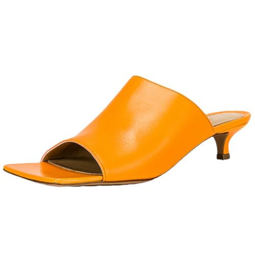 MJIASIAWA Kitten Heel Pantoletten Damen Stylish Pantoffeln Komfort Offene Zeh Sommer Pantoffeln Niedrige Absatz Hochzeit Sandalen Party Orange Gr 38 EU/39 Asiatisch MJIASIAWA Kitten Heel Pantoletten Damen Stylish Pantoffeln Komfort Offene Zeh Sommer Pantoffeln Niedrige Absatz Hochzeit Sandalen Party Orange Gr 38 EU/39 Asiatisch von MJIASIAWA
