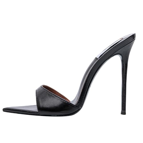 MJIASIAWA Kleidy Mule Sandals Damen Stilettos Pantoffeln Höhe Ferse Strand Hochzeit Peep Toe Hausschuhe Pantoffeln Schwarz Gr 40 EU/41 Asiatisch von MJIASIAWA