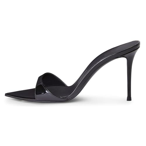MJIASIAWA Kleidy Mule Sandals Damen Stilettos Pantoffeln Höhe Ferse Strand Hochzeit Peep Toe Hausschuhe Pantoffeln Schwarz Gr 42 EU/44 Asiatisch von MJIASIAWA