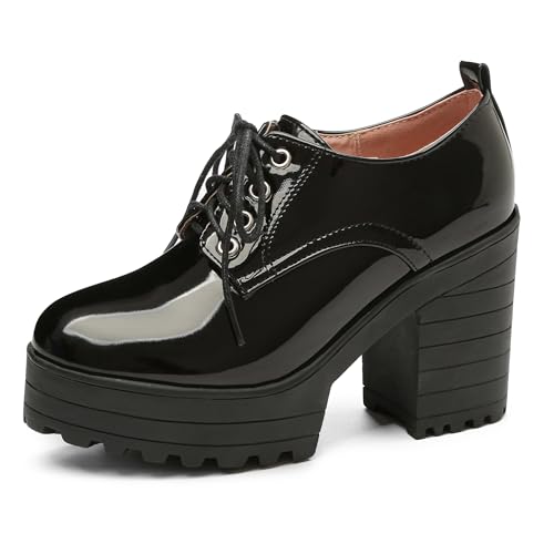 MJIASIAWA Lack Schnüren Oxford Damen Runde Zehen Chunky Derby Komfort Buro Arbeit Mode Hohen Blockabsatz Pumps Schwarz Gr 40 EU/41 Asiatisch MJIASIAWA Lack Schnüren Oxford Damen Runde Zehen Chunky Derby Komfort Buro Arbeit Mode Hohen Blockabsatz Pumps Schwarz Gr 40 EU/41 Asiatisch von MJIASIAWA