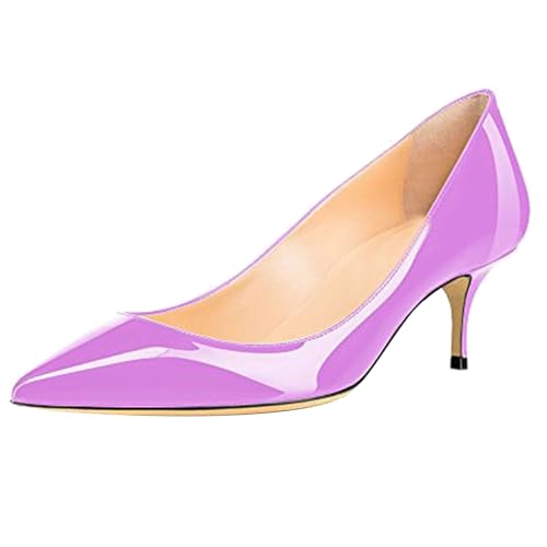 MJIASIAWA Lack Stiletto Kitten Schuhe Damen Slingback Schuhe Hochzeit Formal Arbeit Pointed Toe Pumps Violett Gr 40.5 EU/42 Asiatisch von MJIASIAWA