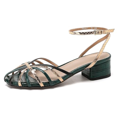 MJIASIAWA Mitte Blockabsatz Gladiator Damensandalen Vintage Geschlossen Sommer Knöchelriemchen Hochzeit Romisch Strappy Grün Gr 41 EU/43 Asiatisch MJIASIAWA Mitte Blockabsatz Gladiator Damensandalen Vintage Geschlossen Sommer Knöchelriemchen Hochzeit Romisch Strappy Grün Gr 41 EU/43 Asiatisch von MJIASIAWA