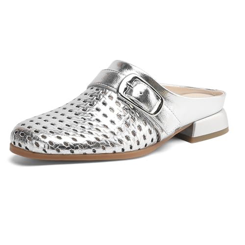 MJIASIAWA Mule Pantoffeln Hollow Out Damen Low Blockabsatz Sandalen Sommer Strand Flip Flops Draußen Hochzeit Sandalen Mode Silber Gr 36.5 EU/37 Asiatisch MJIASIAWA Mule Pantoffeln Hollow Out Damen Low Blockabsatz Sandalen Sommer Strand Flip Flops Draußen Hochzeit Sandalen Mode Silber Gr 36.5 EU/37 Asiatisch von MJIASIAWA