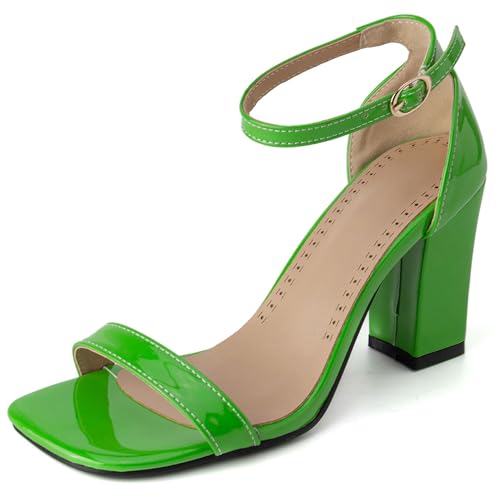 MJIASIAWA Offene Zeh Block Sandalen Lack Damensandalen Schnalle Hochzeit Knöchelriemchen Mid Chunky Party Höhe Ferse Grün Gr 40 EU/41 Asiatisch MJIASIAWA Offene Zeh Block Sandalen Lack Damensandalen Schnalle Hochzeit Knöchelriemchen Mid Chunky Party Höhe Ferse Grün Gr 40 EU/41 Asiatisch von MJIASIAWA