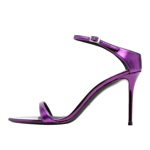 MJIASIAWA Offene Zeh Mule Damen Stilettos Sommer Pantoffeln Elegant Sommer Party Höhe Ferse Sandals Strand Violett Gr 36.5 EU/37 Asiatisch von MJIASIAWA