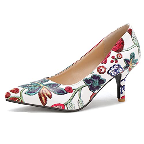 MJIASIAWA Party Stiletto Damen Pointed Toe Blumen Schuhe Ohne Verschluss Prom Mode Höhe Ferse Pumps Bridesmaid Kleid Blau Gr 35 EU MJIASIAWA Party Stiletto Damen Pointed Toe Blumen Schuhe Ohne Verschluss Prom Mode Höhe Ferse Pumps Bridesmaid Kleid Blau Gr 35 EU von MJIASIAWA