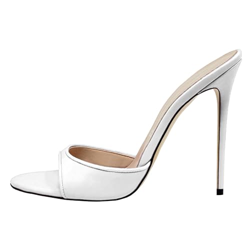 MJIASIAWA Peep Toe Pantoffeln Stilettos Damen Mule Hochzeit Höhe Ferse Sandals Elegant Party Flip Flops Weiß Gr 40.5 EU/42 Asiatisch MJIASIAWA Peep Toe Pantoffeln Stilettos Damen Mule Hochzeit Höhe Ferse Sandals Elegant Party Flip Flops Weiß Gr 40.5 EU/42 Asiatisch von MJIASIAWA