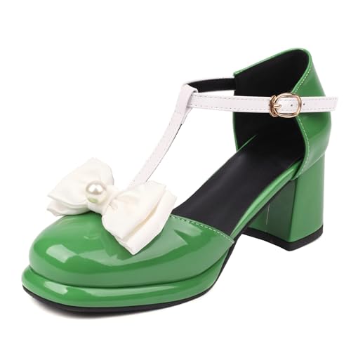 MJIASIAWA Plateau Block Sandalen Damen Runde Zehen T Bar Sandals Bogen Hochzeit Glitzer Chunky Gladiator Party Grün Gr 36.5 EU/37 Asiatisch MJIASIAWA Plateau Block Sandalen Damen Runde Zehen T Bar Sandals Bogen Hochzeit Glitzer Chunky Gladiator Party Grün Gr 36.5 EU/37 Asiatisch von MJIASIAWA