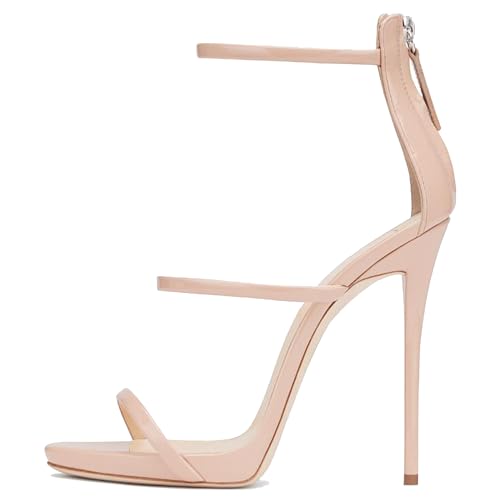 MJIASIAWA Plateau Stilettos Damen Gladiator Sandals Offene Zeh Hochzeit Elegant Höhe Ferse Bride Aprikose Gr 40 EU/41 Asiatisch von MJIASIAWA