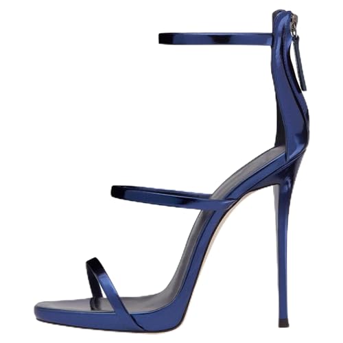 MJIASIAWA Plateau Stilettos Damen Gladiator Sandals Offene Zeh Hochzeit Elegant Höhe Ferse Bride Blau Gr 35 EU von MJIASIAWA