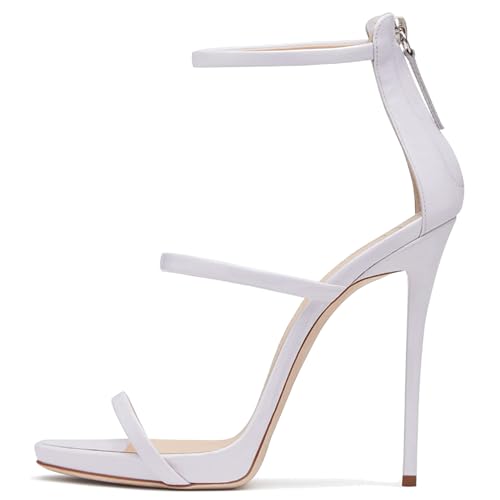 MJIASIAWA Plateau Stilettos Damen Gladiator Sandals Offene Zeh Hochzeit Elegant Höhe Ferse Bride Weiß Gr 36.5 EU/37 Asiatisch von MJIASIAWA