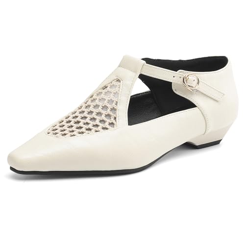 MJIASIAWA Pointed Toe Mary Jane Damen Comfy Low Keilabsatz Pumps Braid Buro Arbeit Knöchelriemchen Bogen Schuhe Beige Gr 37 EU/38 Asiatisch MJIASIAWA Pointed Toe Mary Jane Damen Comfy Low Keilabsatz Pumps Braid Buro Arbeit Knöchelriemchen Bogen Schuhe Beige Gr 37 EU/38 Asiatisch von MJIASIAWA