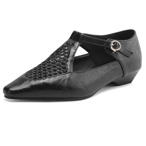 MJIASIAWA Pointed Toe Mary Jane Damen Comfy Low Keilabsatz Pumps Braid Buro Arbeit Knöchelriemchen Bogen Schuhe Schwarz Gr 35 EU MJIASIAWA Pointed Toe Mary Jane Damen Comfy Low Keilabsatz Pumps Braid Buro Arbeit Knöchelriemchen Bogen Schuhe Schwarz Gr 35 EU von MJIASIAWA