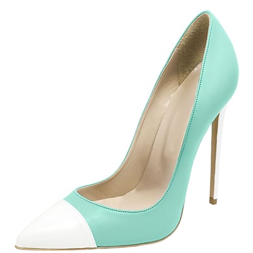 MJIASIAWA Pointed Toe Stilettos Damen Ohne Verschluss Elegant Pumps Polka Dot Hochzeit Party Höhe Ferse Schuhe Light-Grün Gr 41 EU/43 Asiatisch von MJIASIAWA