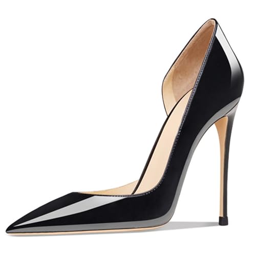 MJIASIAWA Pointed Toe Stilettos Damen Ohne Verschluss Elegant Pumps Polka Dot Hochzeit Party Höhe Ferse Schuhe Schwarz Gr 38 EU/39 Asiatisch von MJIASIAWA