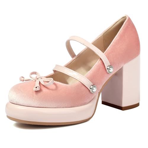 MJIASIAWA Runde Zehen Mary Jane Lovely Bogen Damen Chunky High Schuhe Hochzeit Knöchelriemchen Lolita Plateau Pumps Pink Gr 40.5 EU/42 Asiatisch MJIASIAWA Runde Zehen Mary Jane Lovely Bogen Damen Chunky High Schuhe Hochzeit Knöchelriemchen Lolita Plateau Pumps Pink Gr 40.5 EU/42 Asiatisch von MJIASIAWA