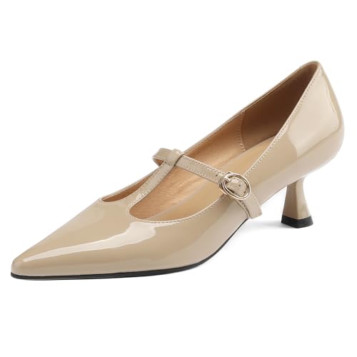 MJIASIAWA Slingback Kitten Schuhe Damen Pointed Toe Formal Ohne Verschluss Offfice Arbeit Mary Jane Hochzeit Stiletto Knöchelriemchen Aprikose Gr 38 EU/39 Asiatisch MJIASIAWA Slingback Kitten Schuhe Damen Pointed Toe Formal Ohne Verschluss Offfice Arbeit Mary Jane Hochzeit Stiletto Knöchelriemchen Aprikose Gr 38 EU/39 Asiatisch von MJIASIAWA