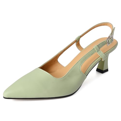 MJIASIAWA Slingback Kitten Schuhe Damen Pointed Toe Formal Ohne Verschluss Offfice Arbeit Mary Jane Hochzeit Stiletto Knöchelriemchen Grün Gr 41 EU/43 Asiatisch MJIASIAWA Slingback Kitten Schuhe Damen Pointed Toe Formal Ohne Verschluss Offfice Arbeit Mary Jane Hochzeit Stiletto Knöchelriemchen Grün Gr 41 EU/43 Asiatisch von MJIASIAWA