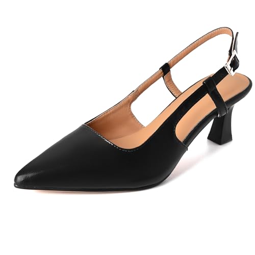 MJIASIAWA Slingback Kitten Schuhe Damen Pointed Toe Formal Ohne Verschluss Offfice Arbeit Mary Jane Hochzeit Stiletto Knöchelriemchen Schwarz Gr 44 EU/46 Asiatisch MJIASIAWA Slingback Kitten Schuhe Damen Pointed Toe Formal Ohne Verschluss Offfice Arbeit Mary Jane Hochzeit Stiletto Knöchelriemchen Schwarz Gr 44 EU/46 Asiatisch von MJIASIAWA