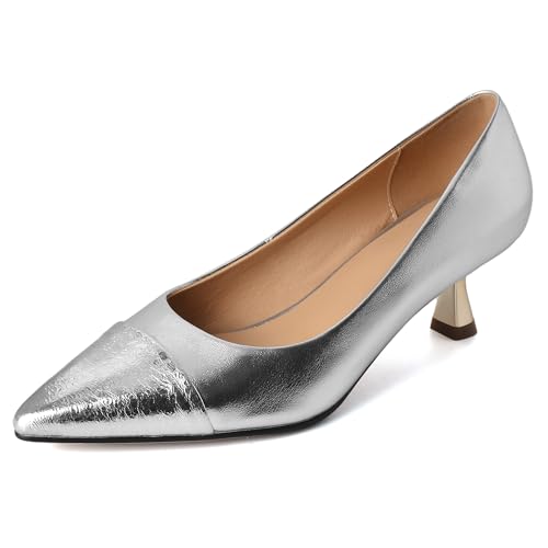 MJIASIAWA Slingback Kitten Schuhe Damen Pointed Toe Formal Ohne Verschluss Offfice Arbeit Mary Jane Hochzeit Stiletto Knöchelriemchen Silber Gr 42 EU/44 Asiatisch MJIASIAWA Slingback Kitten Schuhe Damen Pointed Toe Formal Ohne Verschluss Offfice Arbeit Mary Jane Hochzeit Stiletto Knöchelriemchen Silber Gr 42 EU/44 Asiatisch von MJIASIAWA