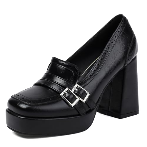 MJIASIAWA Square Toe Loafer Chunky Schuhe Damen Plateau Schuhe Ohne Verschluss Buro Arbeit Weit Fit Block Pumps Franse Schwarz Gr 34 EU MJIASIAWA Square Toe Loafer Chunky Schuhe Damen Plateau Schuhe Ohne Verschluss Buro Arbeit Weit Fit Block Pumps Franse Schwarz Gr 34 EU von MJIASIAWA