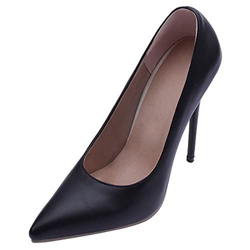 MJIASIAWA Stiletto Damen Ohne Verschluss Kleid Pointed Toe Pumps Mode Buro Formal Hochzeit Höhe Ferse Bride Abend Schuhe Schwarz Gr 38 EU/39 Asiatisch von MJIASIAWA