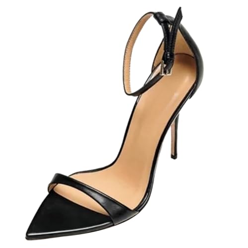 MJIASIAWA Stiletto High Sandalen Kleidy Transparent Damensandalen Sommer Party Knöchelriemchen Elegant Slingback Schwarz-Pu Gr 38 EU/39 Asiatisch von MJIASIAWA
