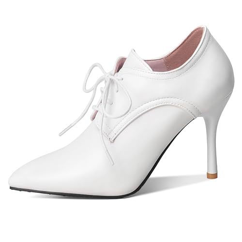 MJIASIAWA Stiletto Loafer Damen Pointed Toe Buro High Schuhe Schnüren Arbeit Formal Schnüren Oxford Derby Weiß Gr 41 EU/43 Asiatisch MJIASIAWA Stiletto Loafer Damen Pointed Toe Buro High Schuhe Schnüren Arbeit Formal Schnüren Oxford Derby Weiß Gr 41 EU/43 Asiatisch von MJIASIAWA