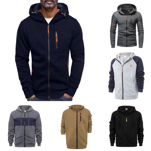 Befristetes Angebot Hoodie Herren Oversize Sweatjacke Mit Reißverschluss Casual Langarm Sweatshirt Jacke Zip Up Männer Leicht Kapuzenjacke Outdoor Sportjacke Kapuzenpullover Warm Übergangsjacke von MJIQING