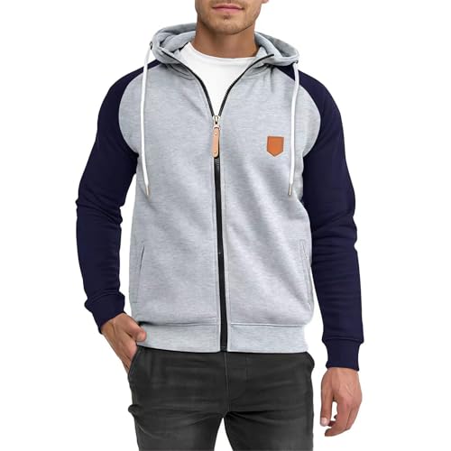 Befristetes Angebot Hoodie Herren Oversize Sweatjacke Mit Reißverschluss Casual Langarm Sweatshirt Jacke Zip Up Männer Leicht Kapuzenjacke Outdoor Sportjacke Kapuzenpullover Warm Übergangsjacke von MJIQING