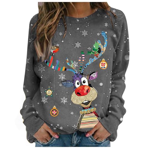 MJIQING Black Friday Angebote 2024 weihnachtskostüm Damen Weihnachts Sweatshirt Damen Black Friday Angebote 2024 Weihnachtspullover Familie weihnachtspulli Weihnachtspullover Damen Baumwolle von MJIQING