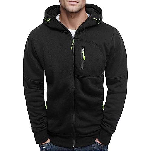 MJIQING Black Friday Hoodie Herren Oversize Sweatjacke Mit Reißverschluss Casual Langarm Sweatshirt Jacke Zip Up Männer Leicht Kapuzenjacke Outdoor Sportjacke Kapuzenpullover Warm Übergangsjacke von MJIQING