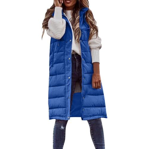 MJIQING Damen Steppweste Lang Winter-Steppweste Trapstar Jacke Weste Herbst von MJIQING