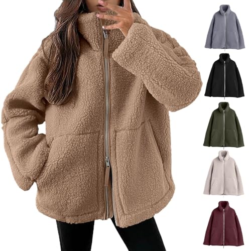 MJIQING Fleecejacke Damen Fleecejacke Herbstjacke Damen Die Discounter Fleecejacke Damen Mit Kapuze Teddy Fleecejacke Damen Teddyjacke Damen Befristetes Angebot Funktionsjacke Damen Teddyjacke von MJIQING