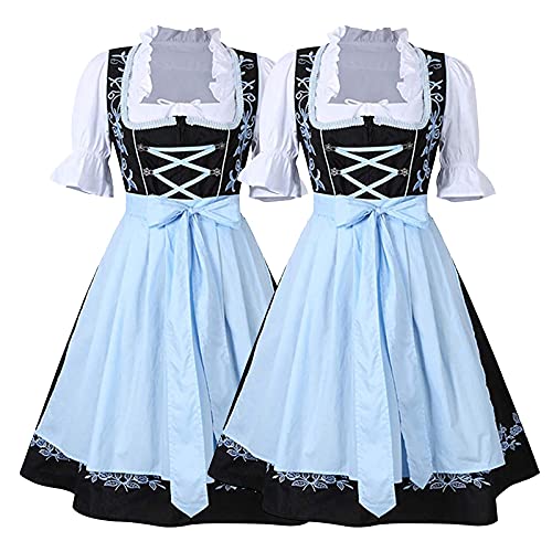 MJIQING Midi Dirndl Set Trachtenkleid Trachtenmode Traditionell Kleid Spitze Dirndl Für Damen Midi Dirndl Mittelalter Dirndlbluse Für Oktoberfest Bavarian Karneval von MJIQING