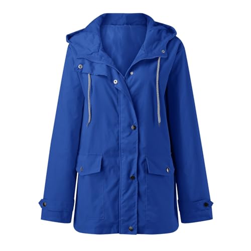 MJIQING Regenjacke Damen Wasserdicht Übergangsjacke Atmungsaktiv Regenmantel Große Größen Fahrrad Windbreaker Herbst Winter Jacke Mit Kapuze Winddicht Softshelljacke Lang Windjacke Die Discounter von MJIQING
