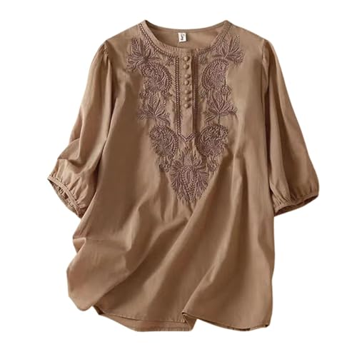 MJIQING Sale Angebote Leinenbluse Damen Sommer Musselin Tshirt Retro Große Größen 3/4-Arm Oberteile mit Stickerei Muster Leinenhemd Baumwolle Leinen Lässig Tunika Locker Bluse Boho Tops Tuniken MJIQING Sale Angebote Leinenbluse Damen Sommer Musselin Tshirt Retro Große Größen 3/4-Arm Oberteile mit Stickerei Muster Leinenhemd Baumwolle Leinen Lässig Tunika Locker Bluse Boho Tops Tuniken von MJIQING