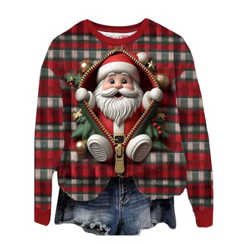 MJIQING Weihnachtspullover Damen lustig Weihnachtspullover Damen Baumwolle Weihnachts-Sweatshirt Weihnachts Sweatshirt Damen Weihnachtspullover Damen lustig Sweatshirt Weihnachtspullover Familie von MJIQING