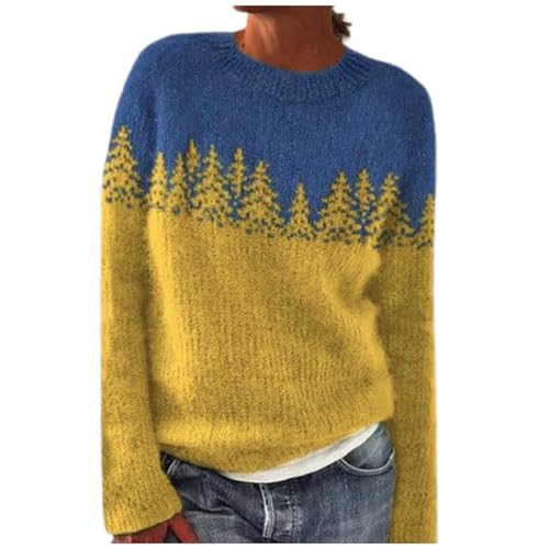 MJIQING Weihnachtspullover Die Discounter Jumper Strick Sweatshirt Damen Oberteile Ugly Sweater Norwegerpullover Herbst Winter von MJIQING