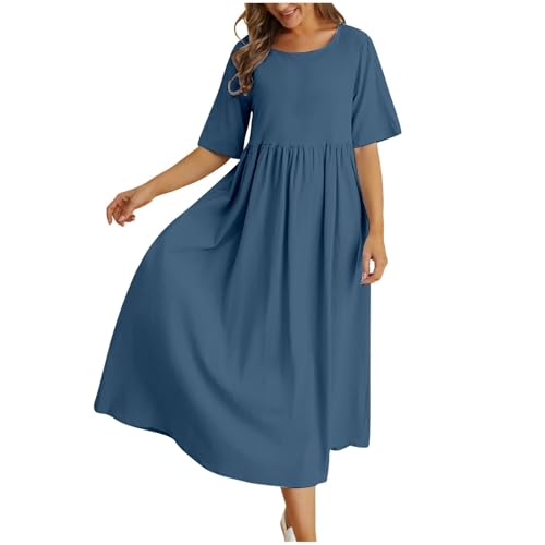 Sommerkleid Damen Leinen Kleider Rundhals Baumwollkleid Maxikleid Tunika Einfarbig Leinenkleid Knielanges Freizeitkleider A-Linie Sommer Kleid Elegant Freizeitkleid Leicht Strandkleid Sommerkleid Damen Leinen Kleider Rundhals Baumwollkleid Maxikleid Tunika Einfarbig Leinenkleid Knielanges Freizeitkleider A-Linie Sommer Kleid Elegant Freizeitkleid Leicht Strandkleid von MJIQING